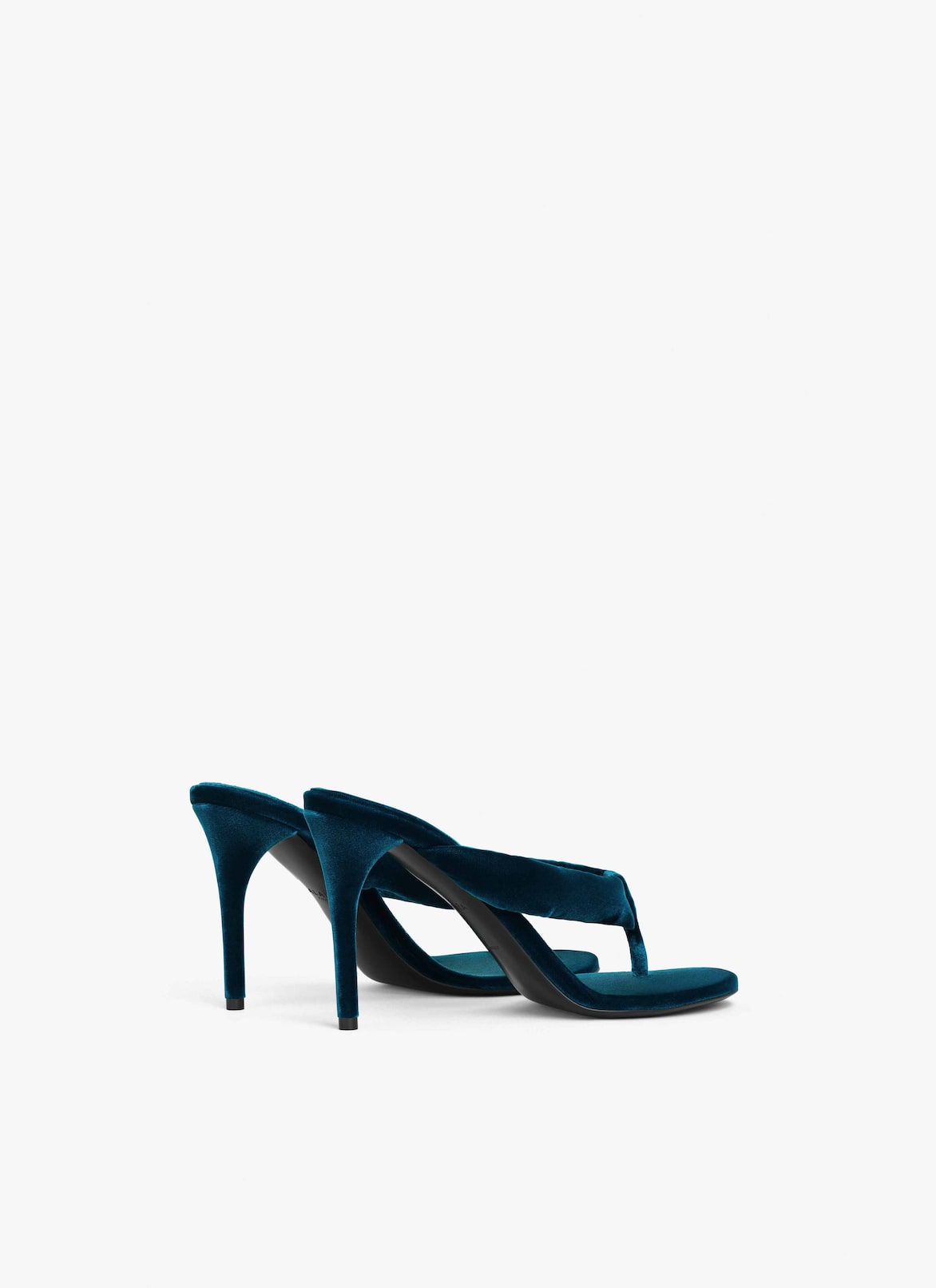HEEL THONG MULES IN VELVET ALAÏA DARK PETROL HEEL THONG MULES IN VELVET